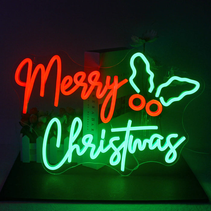 Merry Christmas Neon Sign Christmas Hat Dimmable LED Sign