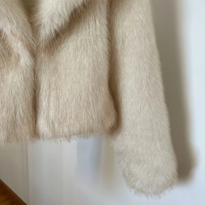 Luxury Brand Runway Fashion Gradient Cropped Fluffy Fur Jacket Coat