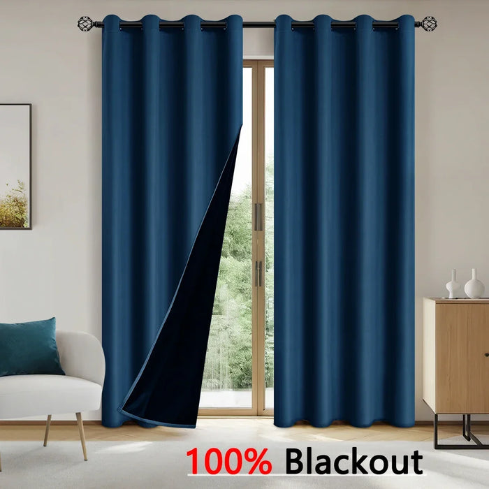 2pcs Blackout Thermal Curtains With Coating Insulated Liner, Window Curtains for Bedroom, Living Room, Dining Room, Home Decor