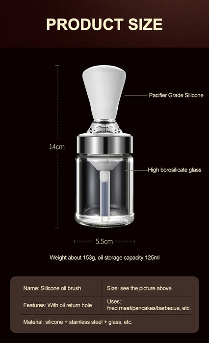 Silicone Oil Brush Bottle Kitchen BBQ Oil Brush Dispenser Not-leaking Barbecue Grill Honey Liquid Baking Pastry Pancake Brush