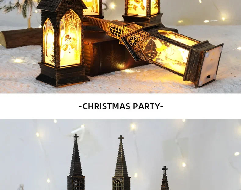 Christmas Light Up Church Decorative Battery Operated Lantern