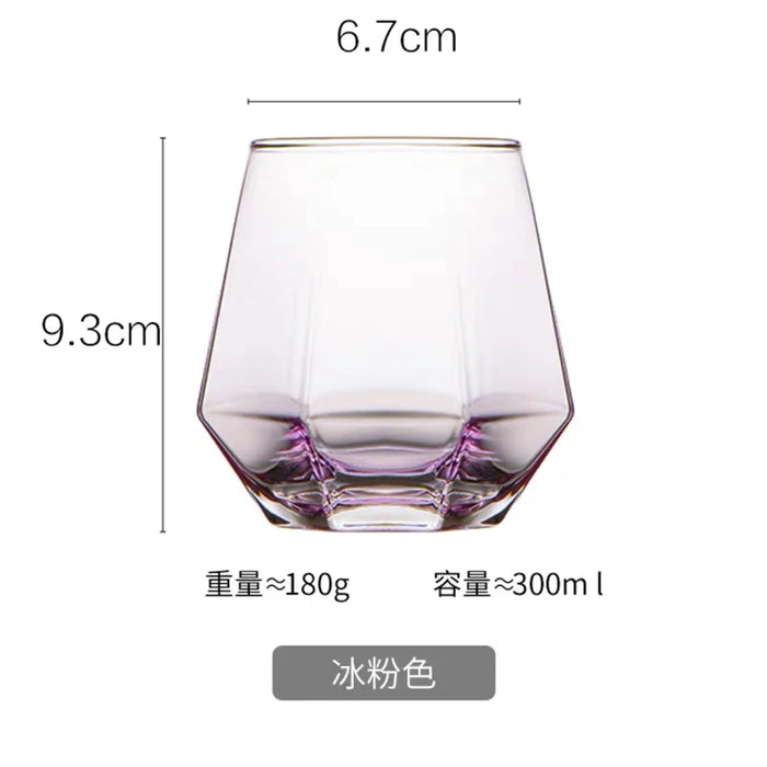 Color Heatproof Glass Net Celebrity Creative Hexagonal Crystal Glass Beautiful Milk Juice Drink Cup Family Party High Value