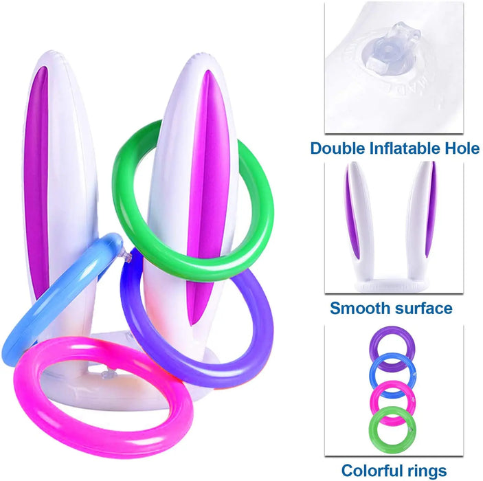 Easter Party Game Inflatable Rabbit Ear Hat Bunny Ears Ring Toss Game Kid Toys Funny Gift Family Game Birthday Party Supplies