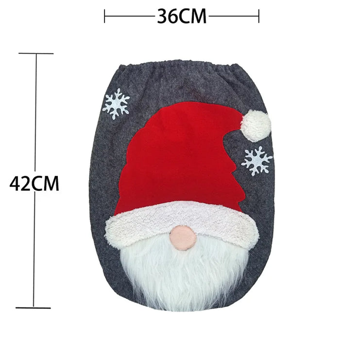 New Christmas Decorative Supplies Toilet Set Creative Bathroom Decoration Santa Claus Elk Snowman Two Piece Set Christmas Decor