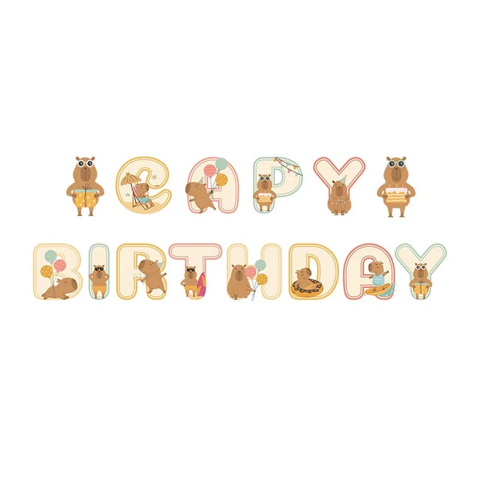 Capybara Birthday Decoration Cartoon Tableware Cups Plate Napkin Balloons Capybara Theme Birthday Party Decoration Supplies Kit