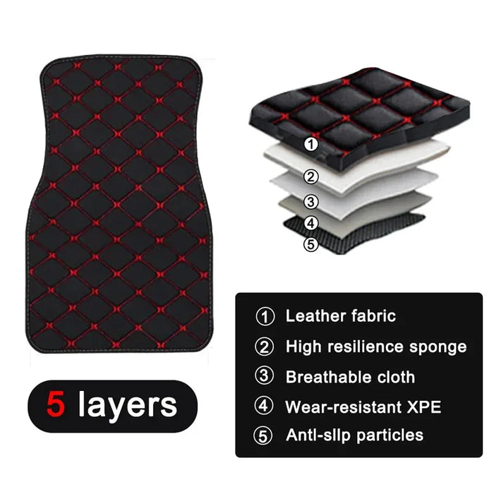 Car Floor Mats 4PCS Universal PU Leather Waterproof Auto Foot Pad Protector
