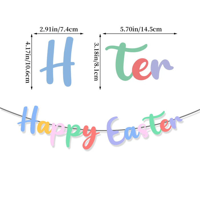 Happy Easter Banner Easter Wreath Easter Eggs Bunny Hanging Swirls Ornaments Indoor Outdoor Spring Easter Themed Party Supplies