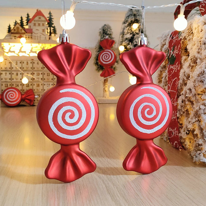 2pc 15cm Large Candy Pendant Christmas Decoration Red And White Lollipop