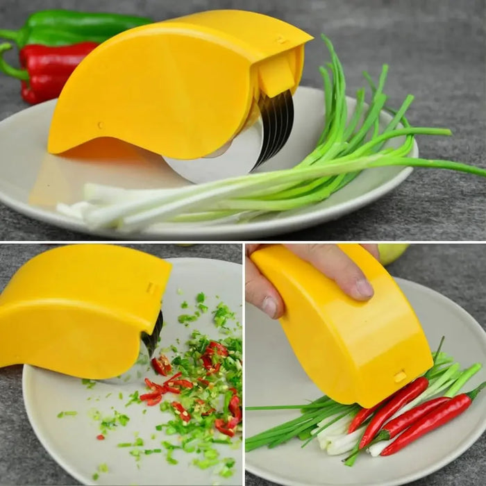 Vegetable Chopper Roller Manual Scallion Cutter with 6 Stainless Steel Blade Detachable Herb Roller Mincer Parsley Chopper Tools