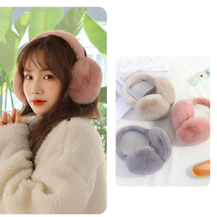 1PC Solid Color Soft Plush Ear Warmer Winter Warm Earmuffs Fashion  Ear Cover Outdoor Cold Protection Ear-Muffs Folding Earflap