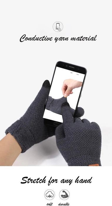 Autumn Winter Version of The Touch Screen Knitted Wool Plus Velvet Thickening Outdoor Riding Gloves for Men Accessories Gifts