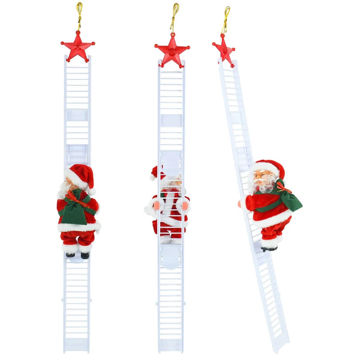 Santa Claus Doll Climbing Ladder with Music Christmas Tree Ornaments