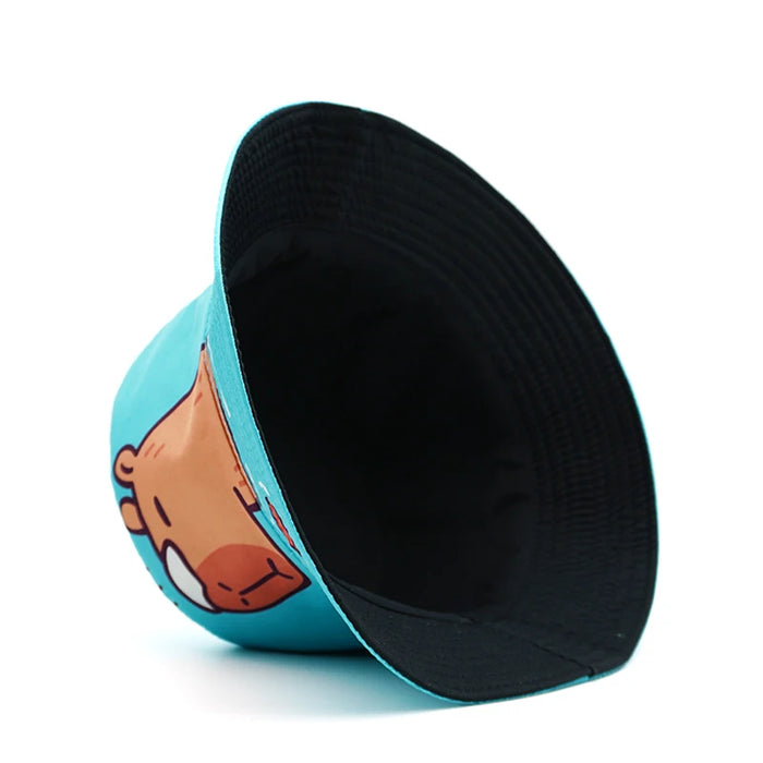 Bocca Cartoon Capybara Bucket Hat Animal Printing Pattern Fisherman Hats Cute Double Sides Panama Cap Sunscreen Caps New Style