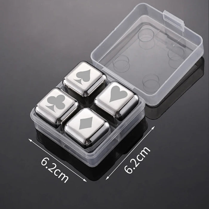 Reusable Stainless Steel Ice Cubes, 304 Steel Chilling Stones for Whiskey, Wine, Beer, Drink, Quick-Freeze Cooling Rock Bar Tool