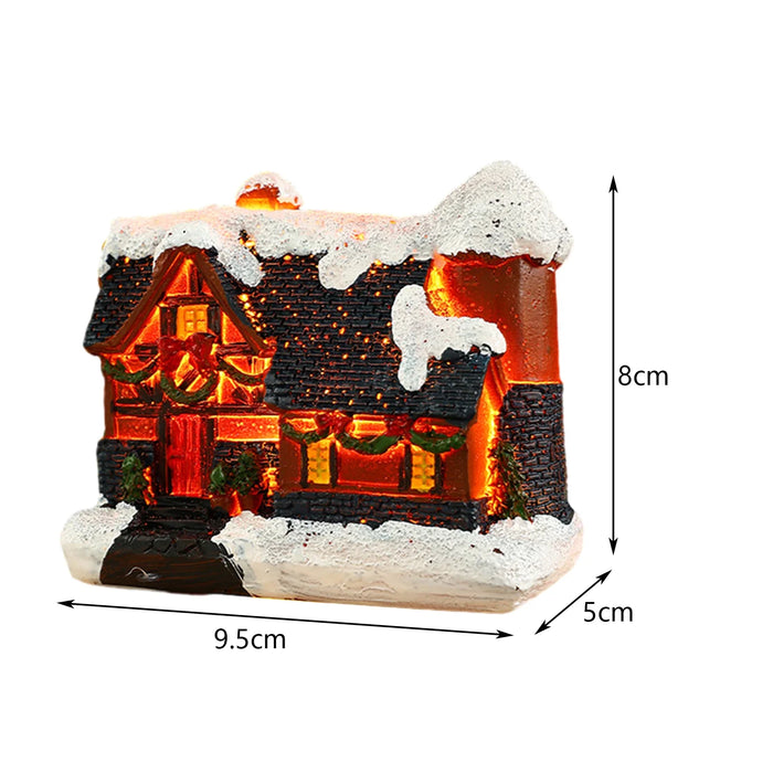 Resin Snowy Winter Town Christmas Village Figurines for Home Desktop Ornaments