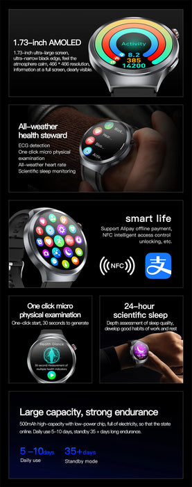 2025 New Micro Physical Examination ECG SmartWatch Blood Pressure Emotional Detection Fatigue Monitoring Smartwatch