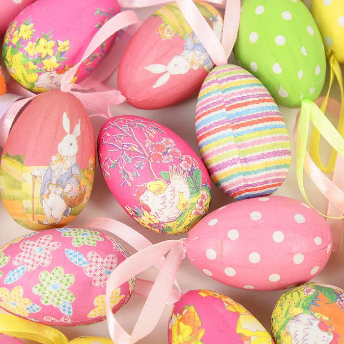 Easter Decoration for Home Wooden Easter Egg Holder Shelves DIY Craft Handmade Ornaments Kids Gift Happy Easter Party Decor 2025