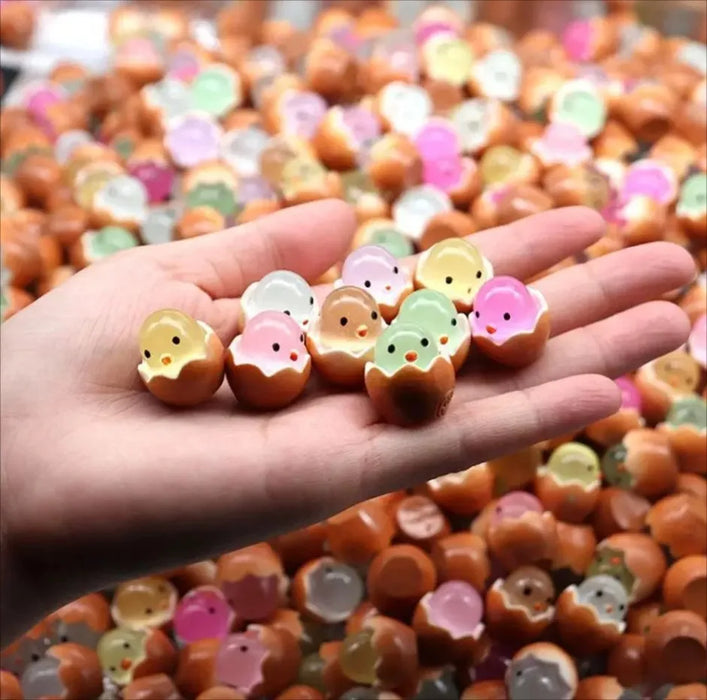 20PCS Luminous Chick Eggs Micro Landscape Ornament Easter Toys Birth Egg Glow in Dark Fairy Miniature Flower Potted Kids Gift