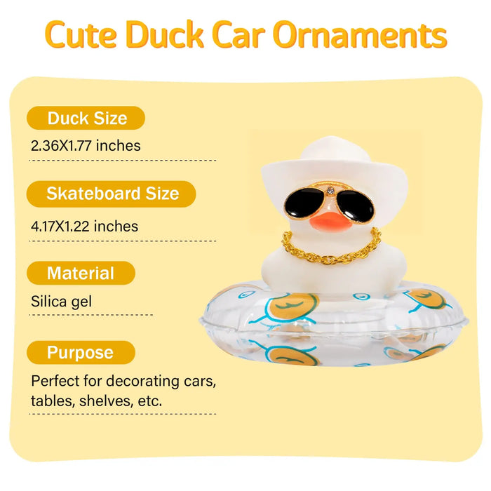 2Pcs Car Dashboard Rubber Duck Decorations
