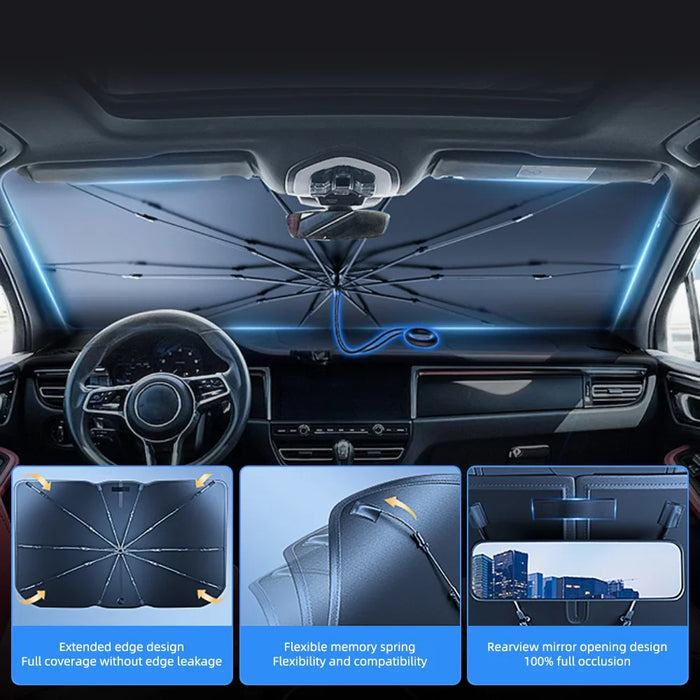 2025 Car Windshield Sunshade Foldable Umbrella Sun Shade Front Window Cover for UV Ray Block Heat Portable Protector Parasol