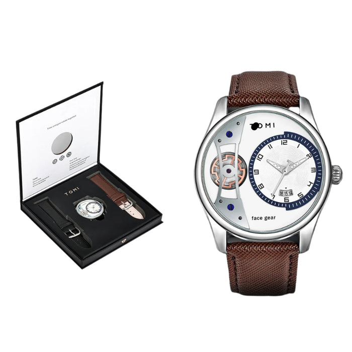 Set Gift Box for Men's Minimalist Business Watch Luxury Versatile Double Strap Detachable Watch Festival Gift