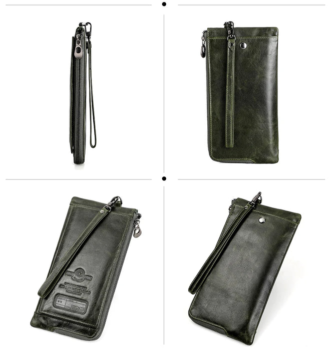 2022 Men Wallet Clutch Genuine Leather Brand Rfid  Wallet Male Organizer Cell Phone Clutch Bag Long Coin Purse Free Engrave