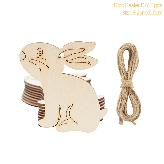 Easter Decoration for Home Wooden Easter Egg Holder Shelves DIY Craft Handmade Ornaments Kids Gift Happy Easter Party Decor 2025