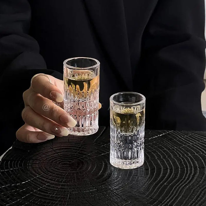 Engraved Diamond Crystal Glass Shot Glass for Whiskey Foreign Wine White Wine Bullet Glass Carved Home Household Drinkware