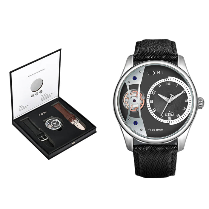 Set Gift Box for Men's Minimalist Business Watch Luxury Versatile Double Strap Detachable Watch Festival Gift