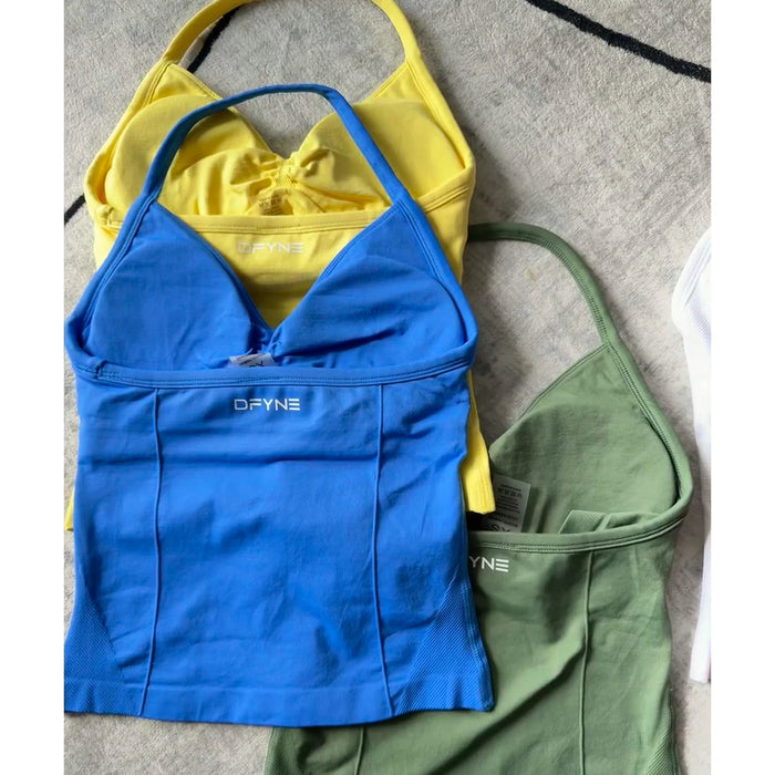 Impact Longline Strappy Gym Top with logo Yoga clothing  Halter Bra Gym Clothes woman  Built-in Removable cups