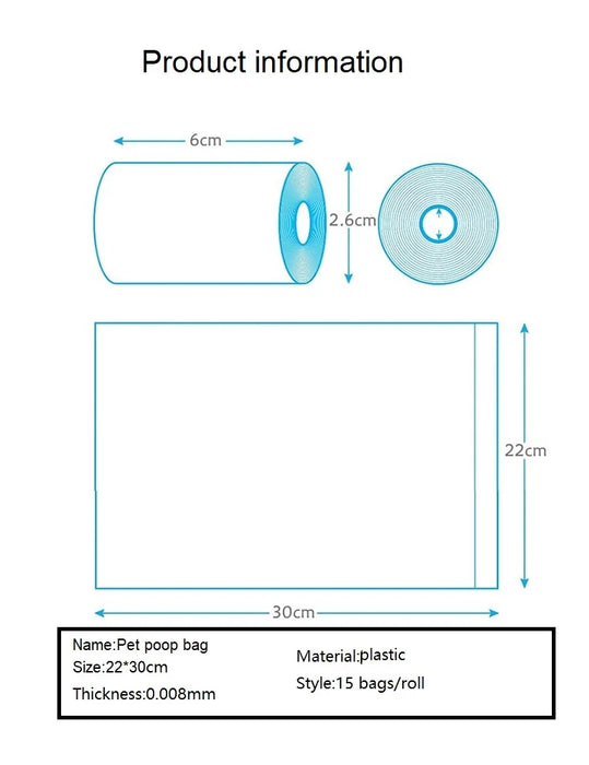 Plastic Material Dog Poop Bag Portable Pet Trash Bag Eco Friendly Plastic Pet Waste Bag