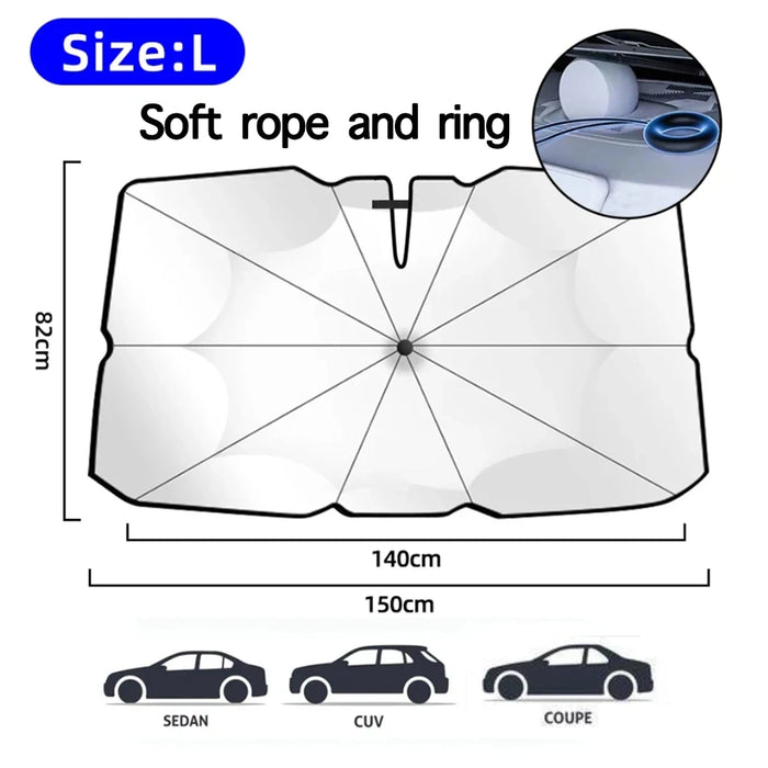 2025 Car Windshield Sunshade Foldable Umbrella Sun Shade Front Window Cover for UV Ray Block Heat Portable Protector Parasol