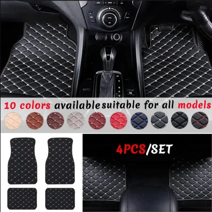 Car Floor Mats 4PCS Universal PU Leather Waterproof Auto Foot Pad Protector
