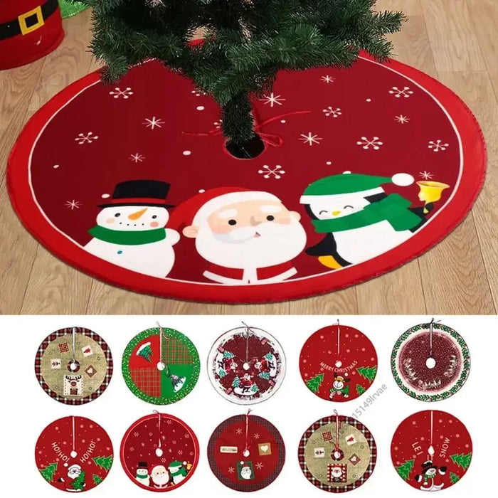 62CM Cartoon Christmas Tree Skirt Crafts Tree Surround Base Set