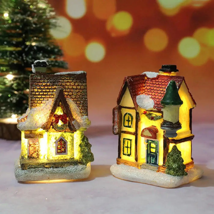 Resin Christmas House Figurine Tiny Resin House Village Miniature