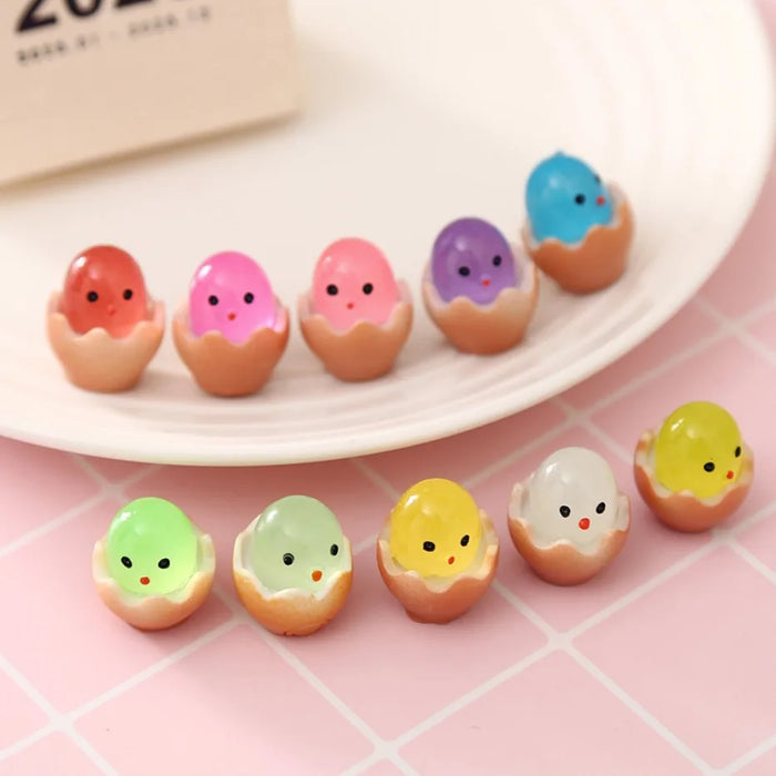 20PCS Luminous Chick Eggs Micro Landscape Ornament Easter Toys Birth Egg Glow in Dark Fairy Miniature Flower Potted Kids Gift