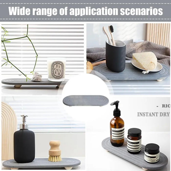 Water Absorbing Stone Counter Tray Quick Drying Neat Diatomaceous Earth Sink Tray Coasters Kitchen Sponge Hand Soap Holder