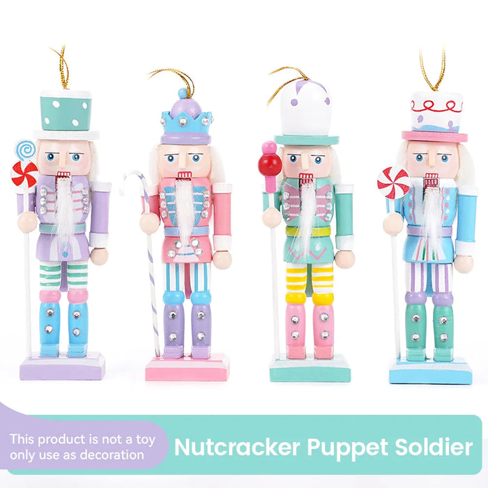 4Pcs Candy Series Nutcracker Puppet Christmas Tree Pendant Wooden