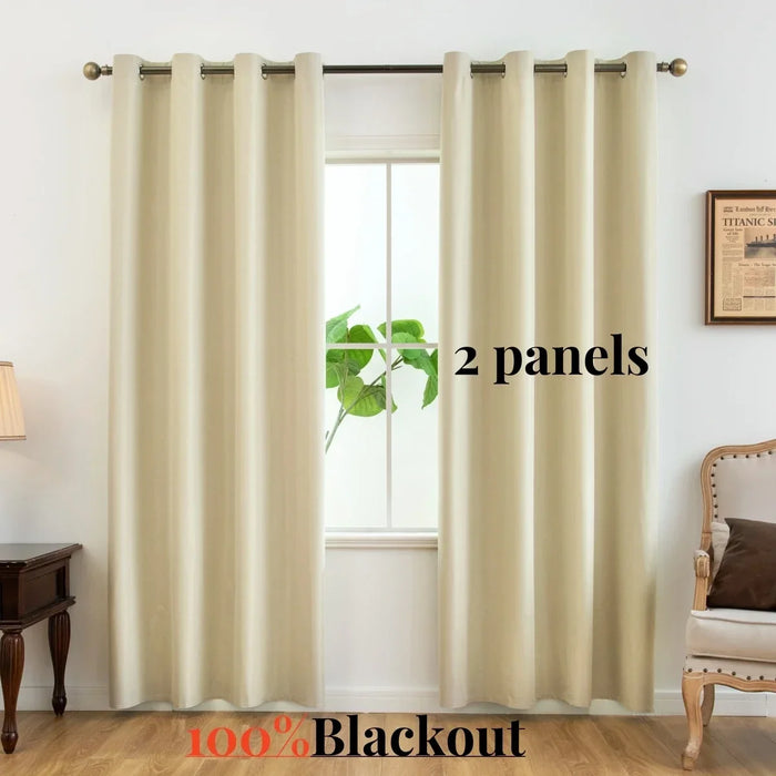 2pcs Blackout Thermal Curtains With Coating Insulated Liner, Window Curtains for Bedroom, Living Room, Dining Room, Home Decor