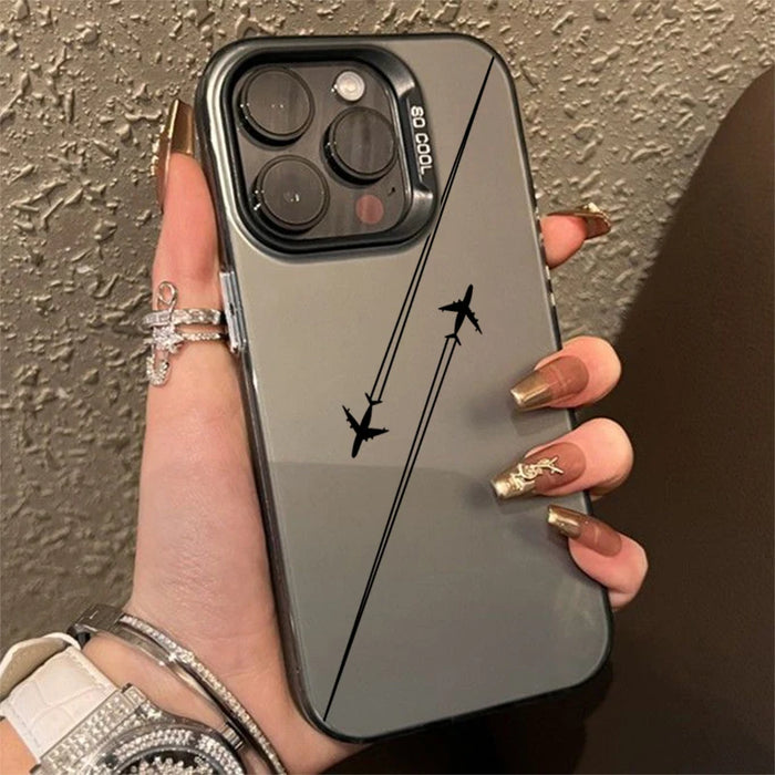 Travel-Inspired Airplane Route Design TPU Basic Case for iPhone 16 15 Pro Max 16E 14 13 12 11 XS X XR 7 8 Plus Hard Back Cover
