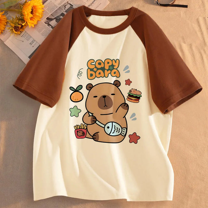 Funny Capybara T-shirts Men Women Summer Cute Animal T Shirt Short Sleeve Graphic T Shirts Streetwear Women's Clothing
