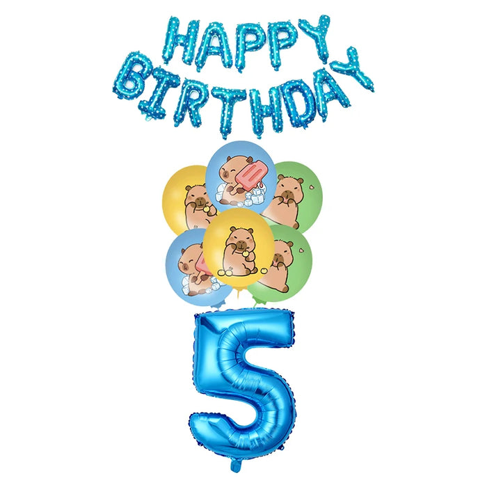 Capybara Birthday Decoration Cartoon Tableware Cups Plate Napkin Balloons Capybara Theme Birthday Party Decoration Supplies Kit