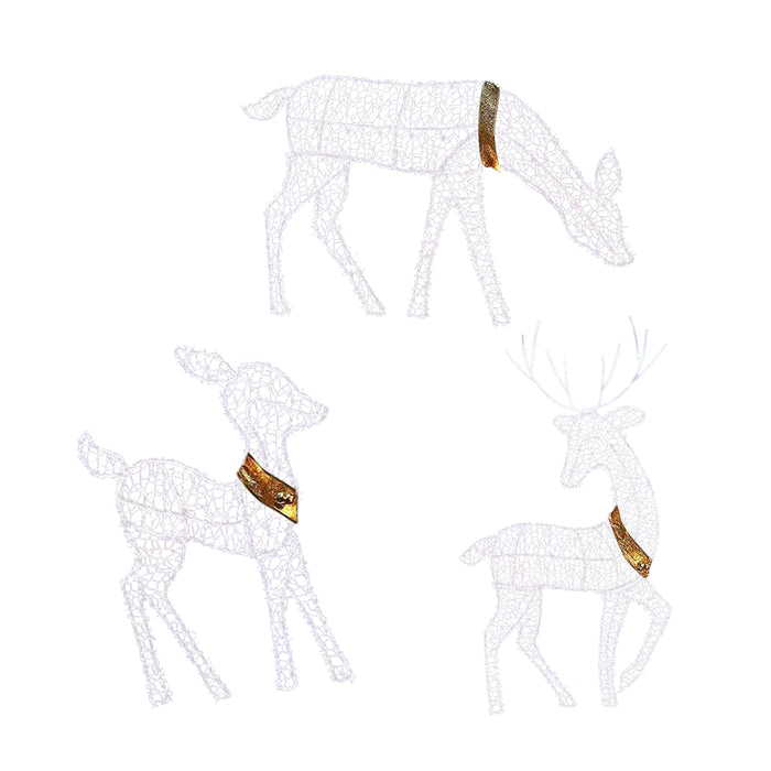 Metal Frame Reindeer Decor Glowing Christmas Deer Ornament Set with Led Lights
