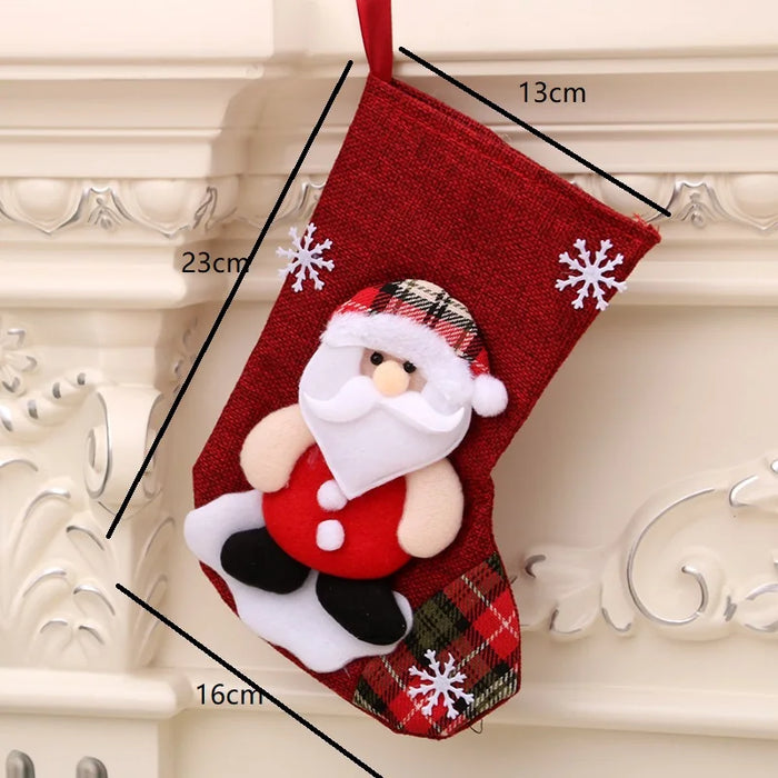 Christmas Stockings Socks Santa Snowman Hanging Xmas Tree Ornaments Christmas Decor for Home New Year Navidad Candy Gift Bags