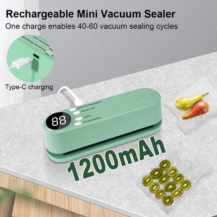 Mini Vacuum Sealer Portable Wireless Food Vacuum Sealer USB Rechargeable Package Plastic Bags Automatic Vacuum Sealing Machine