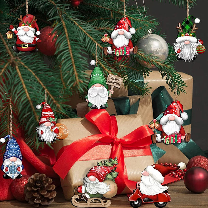 Wooden Christmas Gnome Hanging Ornaments Christmas Tree