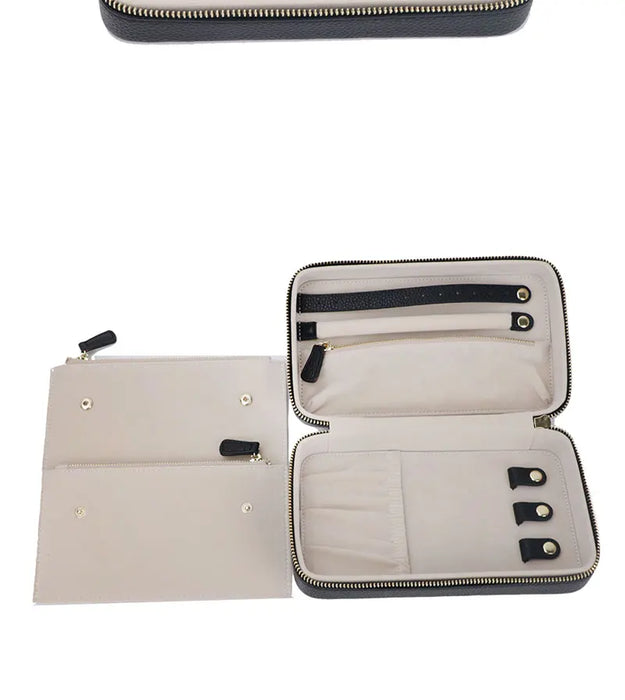 Personalized Emboss Gold Name Pebble Leather Jewelry Storage Box