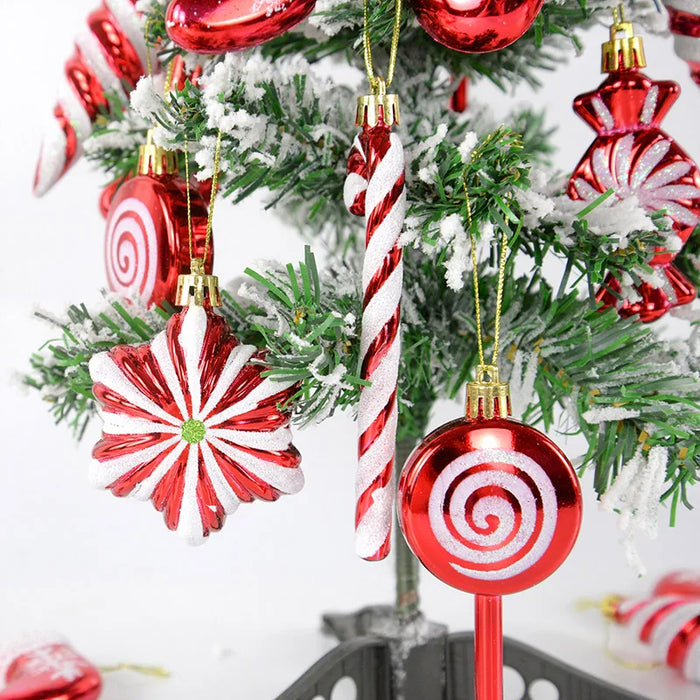 6pcs/set Christmas Candy Pendants Colorful Lollipop Cane Hanging Ornaments