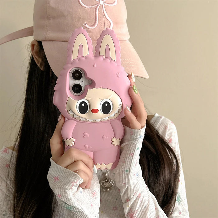 3D Cute Animal Rabbit Elf Creative Soft Silicone Phone Cases For iPhone 16 15 Pro Max 12 13 14 Plus Shockproof Cover
