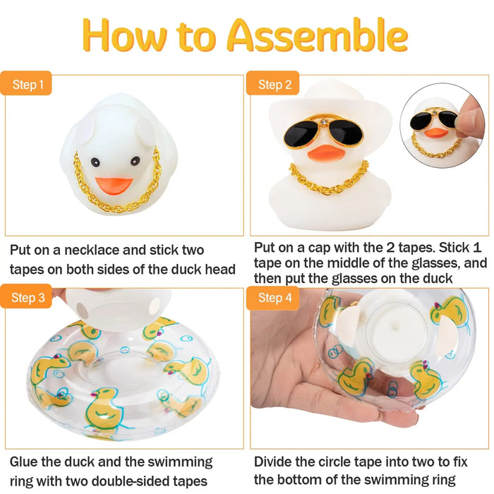 2Pcs Car Dashboard Rubber Duck Decorations
